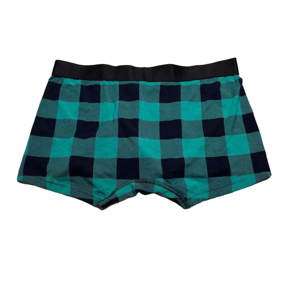 MeUndies Green Plaid Print Men's Trunk Underwear Size Medium